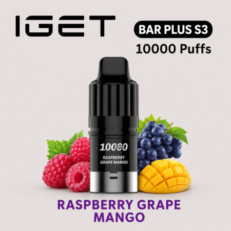 IGET BAR PLUS S3 POD ONLY – RASPBERRY GRAPE MANGO – 10.000 PUFFS