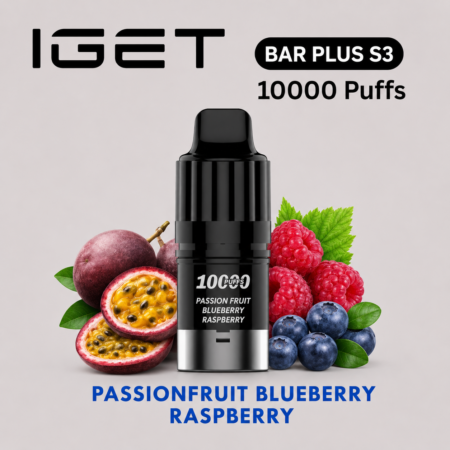 IGET BAR PLUS S3 POD ONLY – PASSIONFRUIT BLUEBERRY RASPBERRY – 10.000 PUFFS
