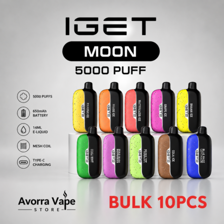 BULK 10 PCS – IGET MOON 5000 PUFFS – CAN MIX FLAVOURS