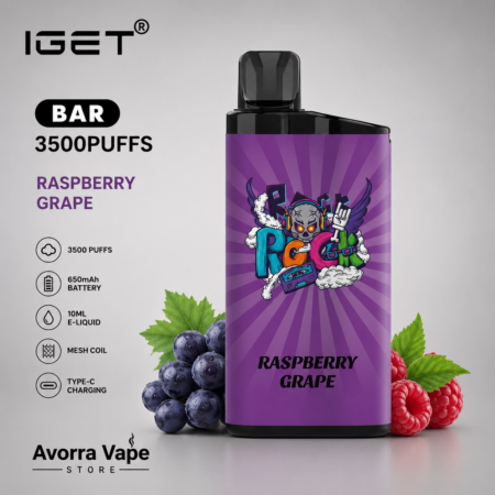 IGET BAR – RASPBERRY GRAPE – 3500 PUFFS