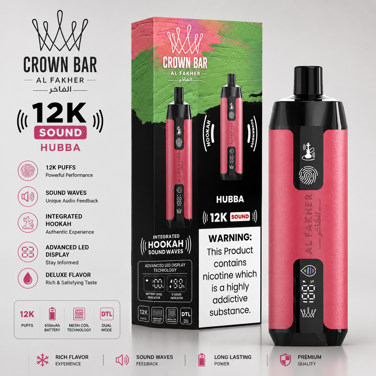 AL FAKHER CROWN BAR 12K HUBBA FLAVOR AL FAKHER CROWN BAR 12K HUBBA FLAVOR