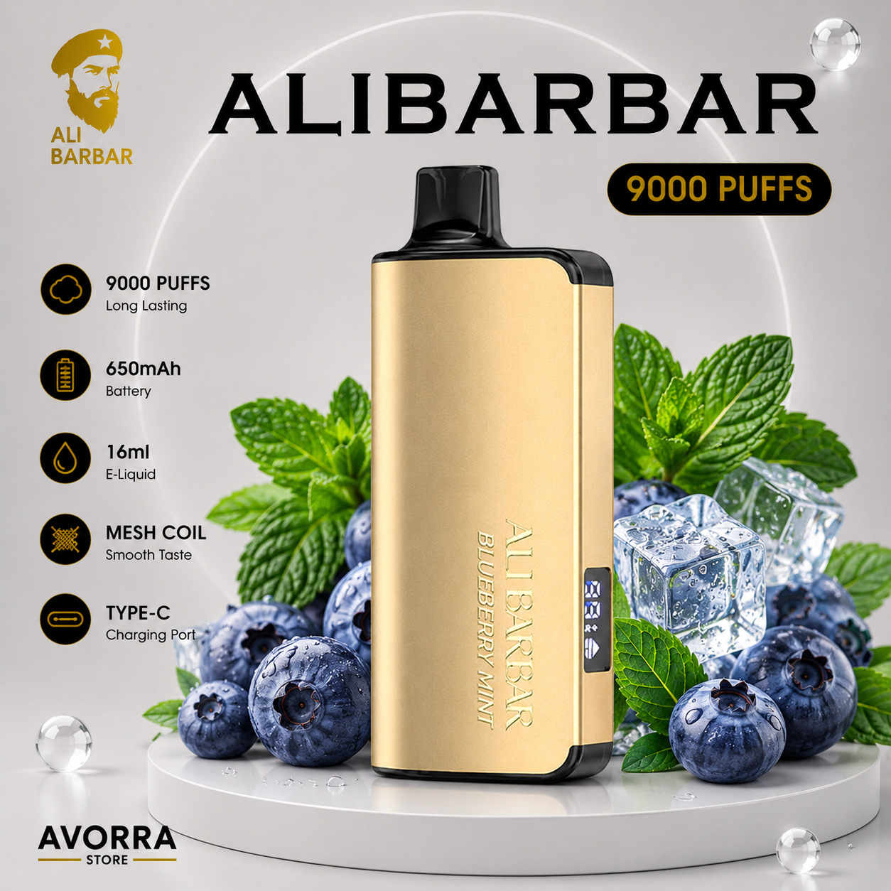 ALIBARBAR INGOT 9000 Puffs Blueberry Mint ALIBARBAR INGOT 9000 Puffs Blueberry Mint