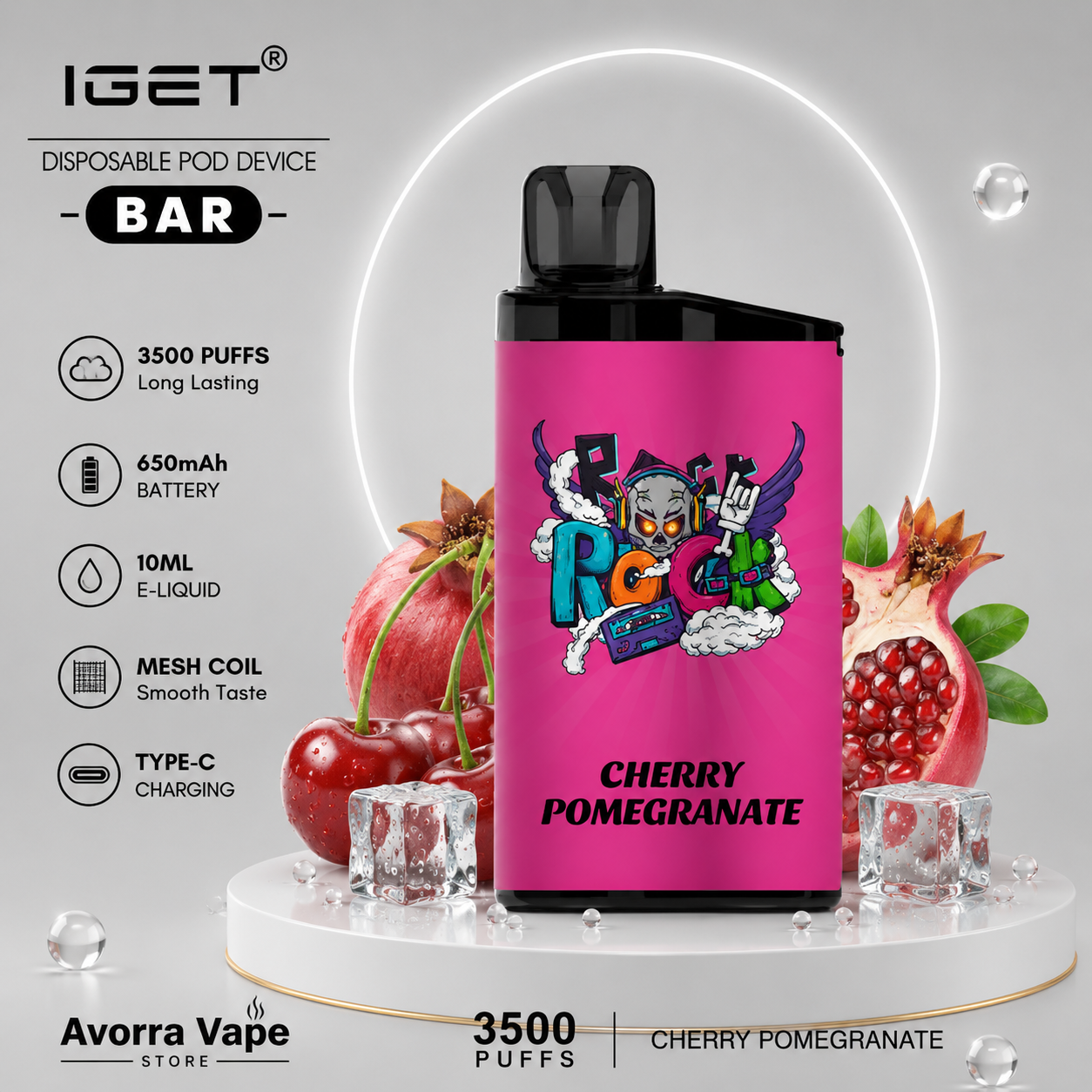 IGET BAR – CHERRY POMEGRANATE – 3500 PUFFS IGET BAR – CHERRY POMEGRANATE – 3500 PUFFS